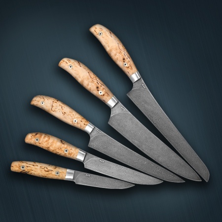 Набор ножей «Поварской» карельская береза дамасская сталь ZDI-1016