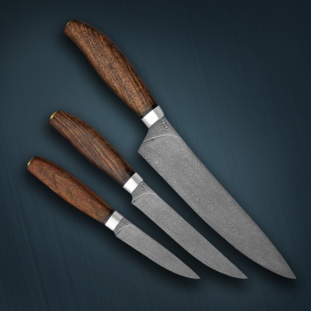 Набор ножей «Поварской» орех дамасская сталь ZDI-1016