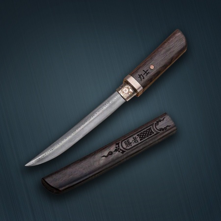 Нож Айкути, дамасская сталь ZDI-1016 граб, фути