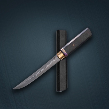 Нож «Айкути 33» дамасская сталь ZDI-1016, стабилизированный граб