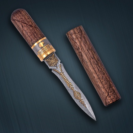 Нож «Сигара COHIBA» ореховый кап, дамасская сталь ZDI-1016